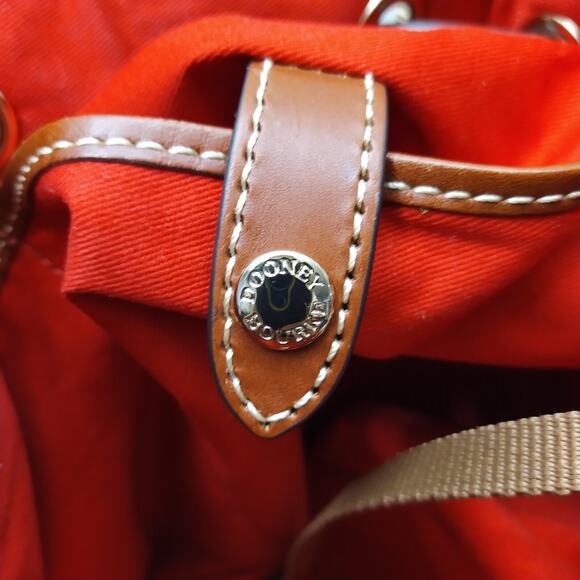 Dooney & Bourke Orange Suede Leather Trim Drawstring Shoulder Bag - Picture 15 of 15